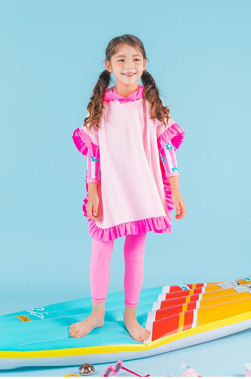 韓國 OZKIZ - 抗UV防曬兒童泳裝-三件組-條紋花