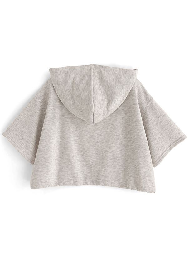 日本 GRL - 棉混刺繡短版連帽上衣-經典黑 (F)