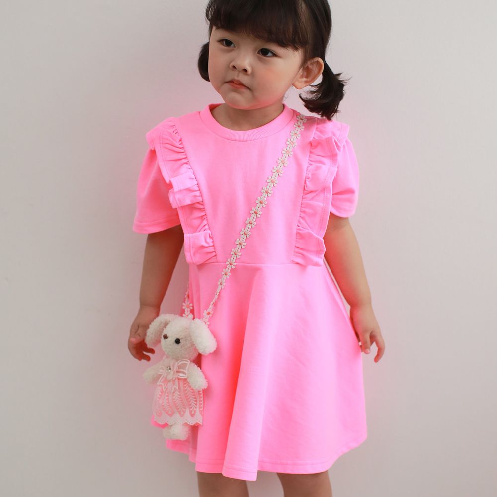 韓國 Coco Rabbit - 兔子娃娃荷葉裝飾洋裝-粉紅