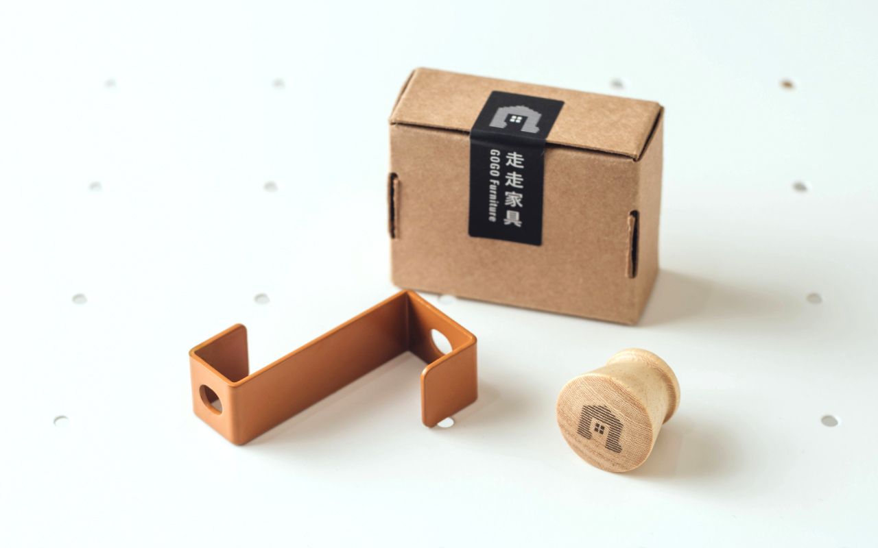 走走家具 - 兒童桌椅配件-磁鐵掛勾組-內斂橘 / 原木色