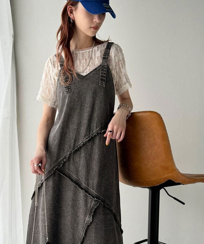 日本 Classical Elf - 華麗線條流蘇V領牛仔背心裙-黑