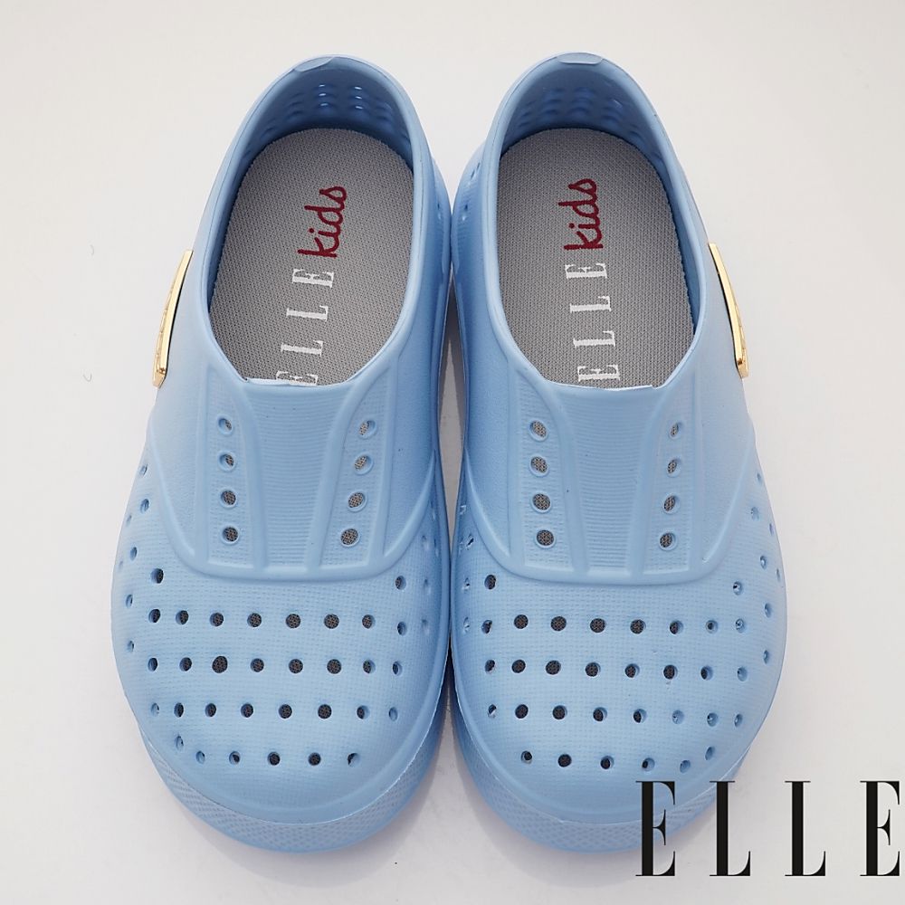 ELLE - 台灣製ELLE洞洞輕量便鞋(中小童段)-休閒鞋-淺藍