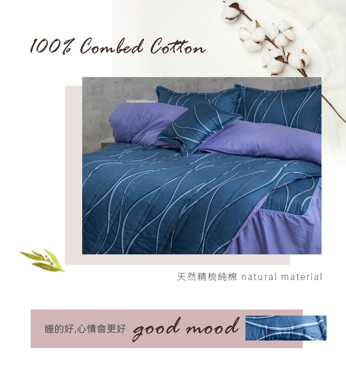 Eyah宜雅居家生活 - 台灣製五件式205織紗精梳棉鋪棉床罩兩用被-星河夢境