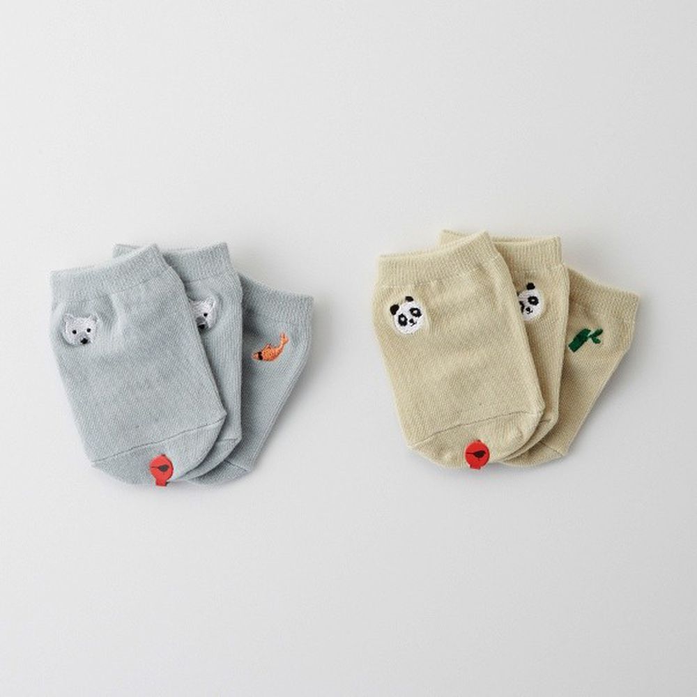 韓國 Kokacharm - 韓國製船型襪-2+1件組-Panda & Bear