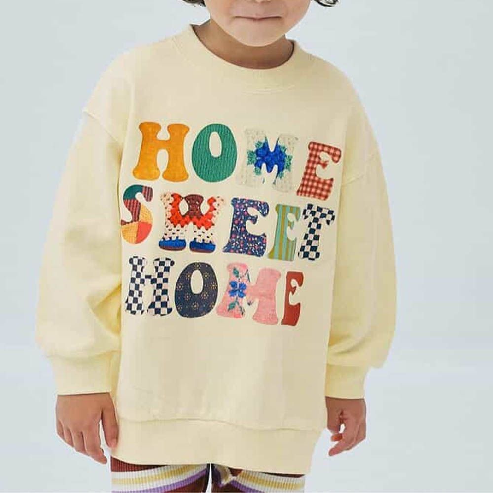 100%棉 英文LOGO印花縮口長袖上衣-白