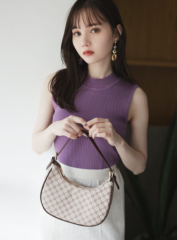 日本 GRL - 2way滿版花押字腋下包/側背包-咖啡 (F)