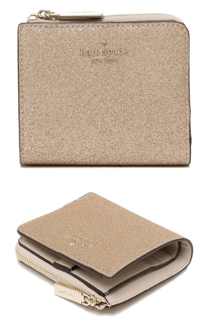 kate spade - 質感皮革短夾-玫瑰金