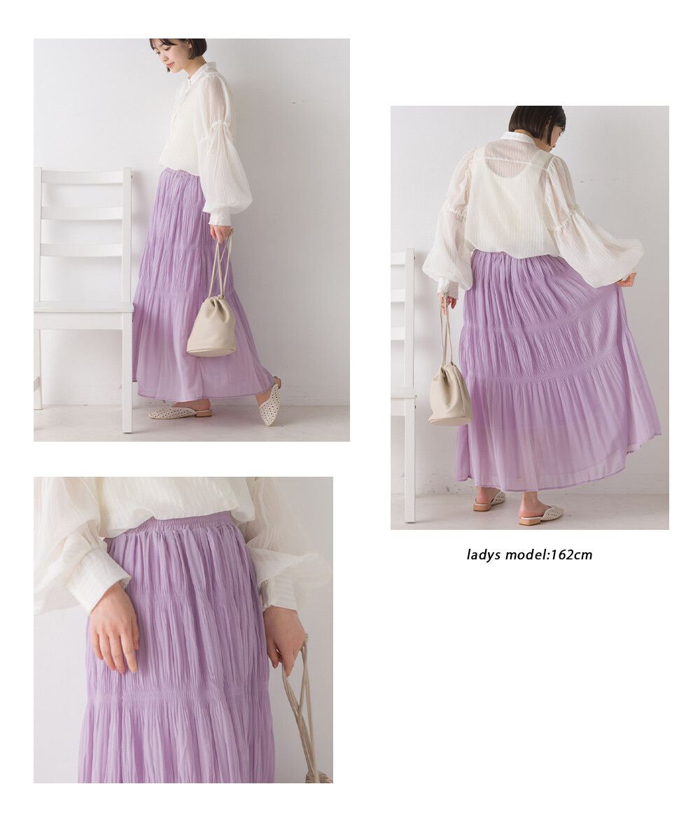 日本 OMNES - 戚風蛋糕飄逸長裙-薰衣草