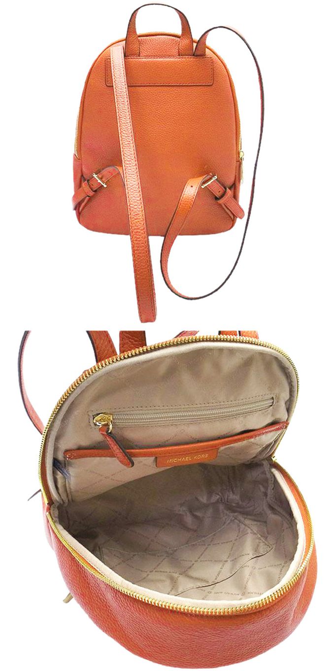MICHAEL KORS - 素面皮革鉚釘後背包 (桔色)
