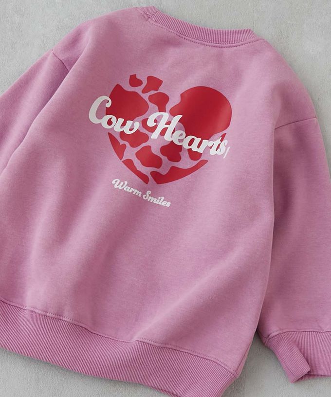 日本 devirock - 熱銷定番 裏起毛女孩印花大學長袖上衣-LOVE-酒紅