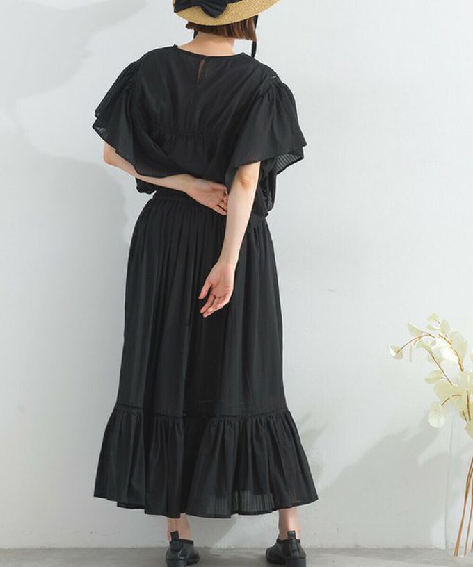 日本 Lupilien - 100%印度棉 飄逸緹花下擺鬆緊長裙-土耳其綠