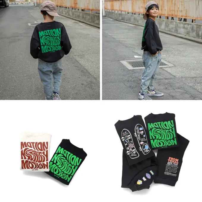 日本 BRANSHES - 街頭塗鴉風裏起毛長袖上衣-袖徽章-黑