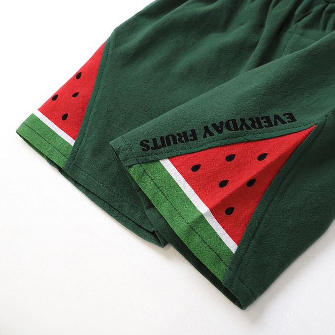 日本 ZOOLAND - 100%棉 水果切片印花舒適短褲-西瓜