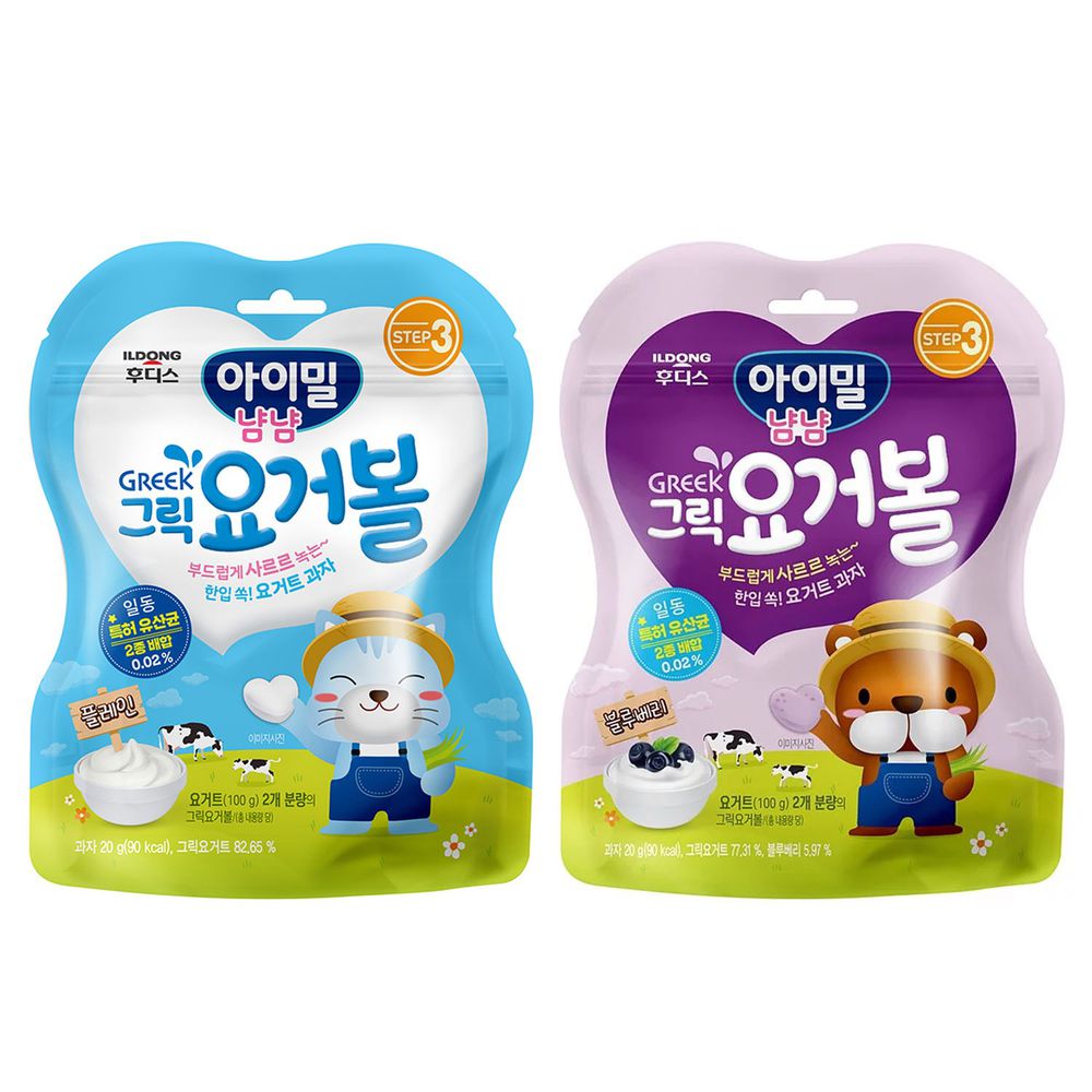 韓國Ildong Foodis日東 - 優格愛心餅2入組-原味*1+藍莓*1