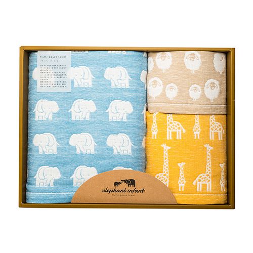 elephant infant 象寶貝系列 浴巾+毛巾+小方巾3入 禮盒組 (混)