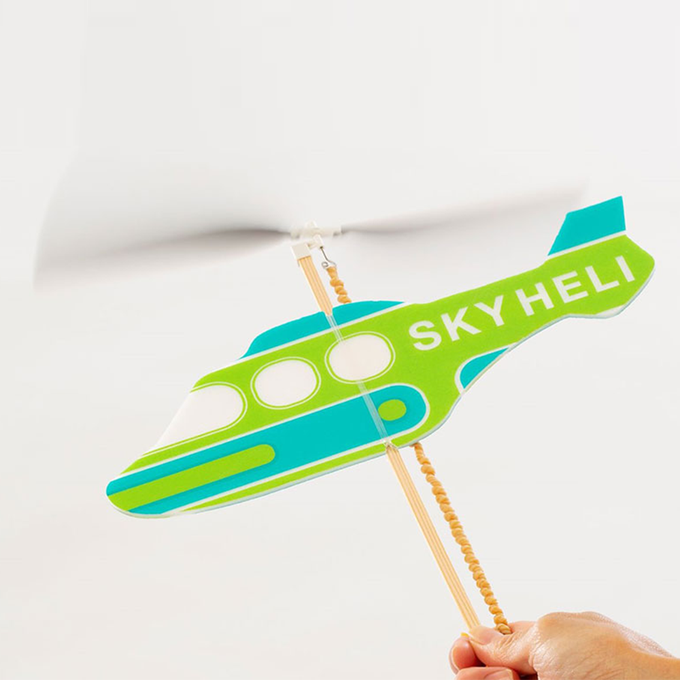 日本 AOZORA - 橡皮筋動力原理直升機-藍綠色(2入組)-藍綠色-2入組