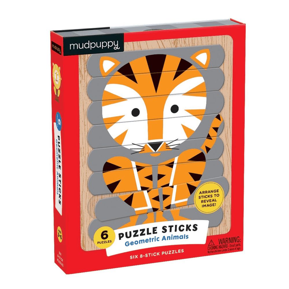 美國 mudpuppy - 排排拼圖棒-幾何動物-24片
