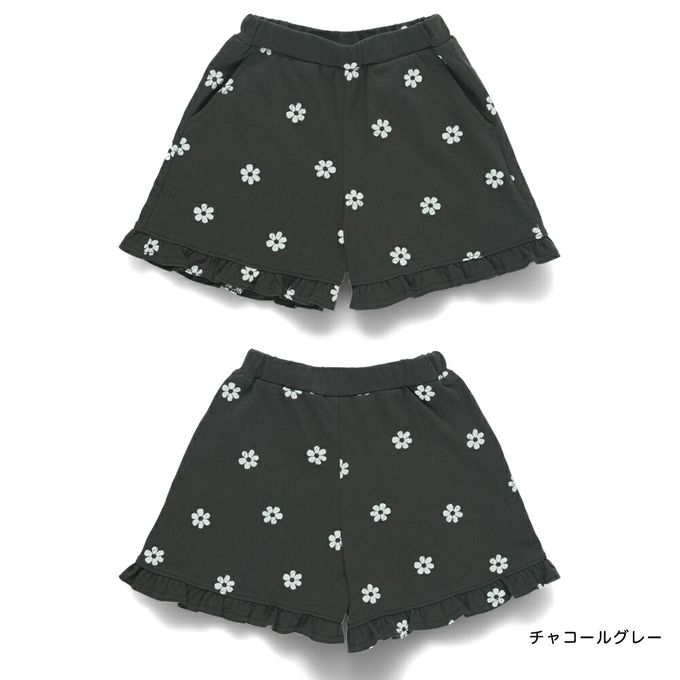 日本 BRANSHES - 純棉荷葉邊女孩印花短褲-滿版蝴蝶結-象牙白