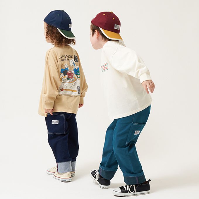 日本 b-ROOM - 純棉柔軟世界美食長袖上衣-台灣包子-海軍藍