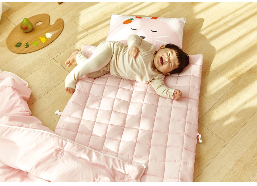 韓國 Hello HiZoo - 手工製莫代爾防蟎抗菌便攜式兒童睡袋(枕頭+睡墊+被子)-粉紅兔 (70x140cm)