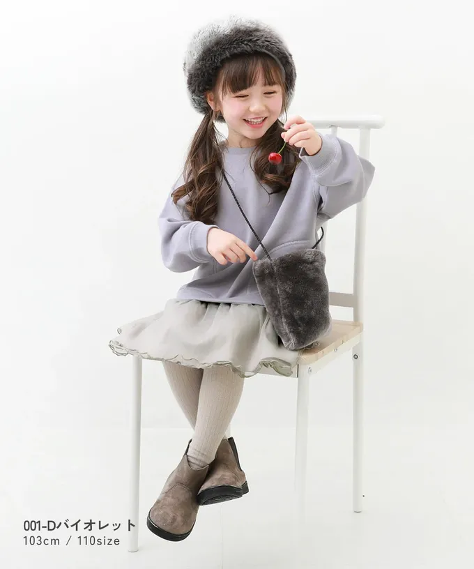 日本 devirock - 甜美裏毛雪紡拼接長袖洋裝-黑白條紋