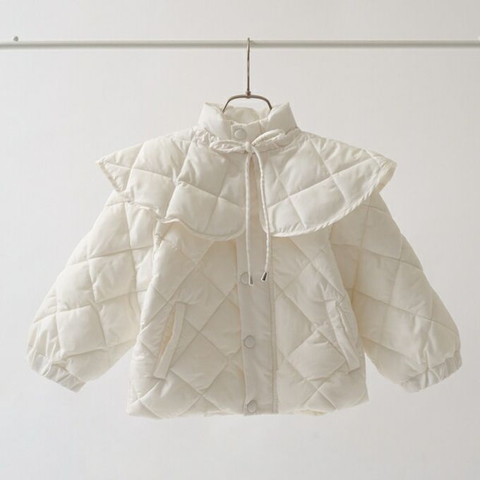 日本 Lycee mine - 注目斗篷領 柔軟絎縫保暖外套(領可拆)-可可