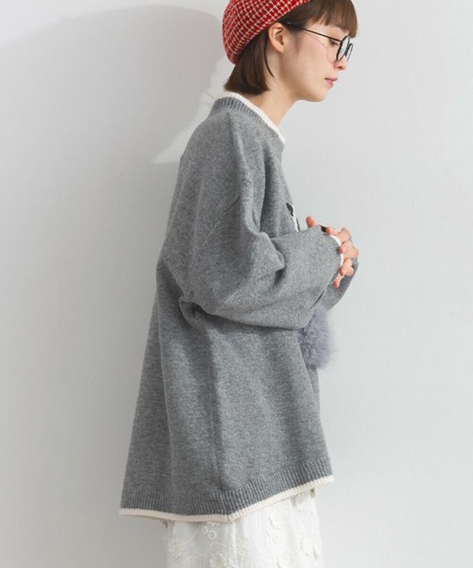 日本 Lupilien - 毛絨尾巴貓咪設計感針織長袖上衣-米白