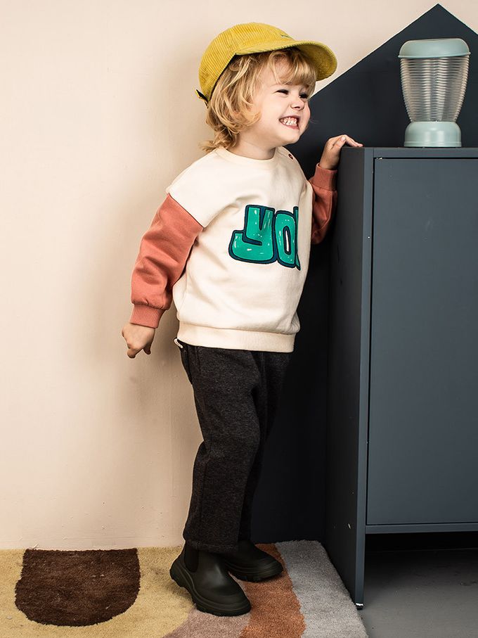 韓國Pimpollo - 大猩猩吃香蕉內刷毛上衣-橘