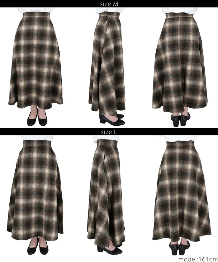 日本 COCA - 氣質歐風格紋修身長裙-暖橘藍