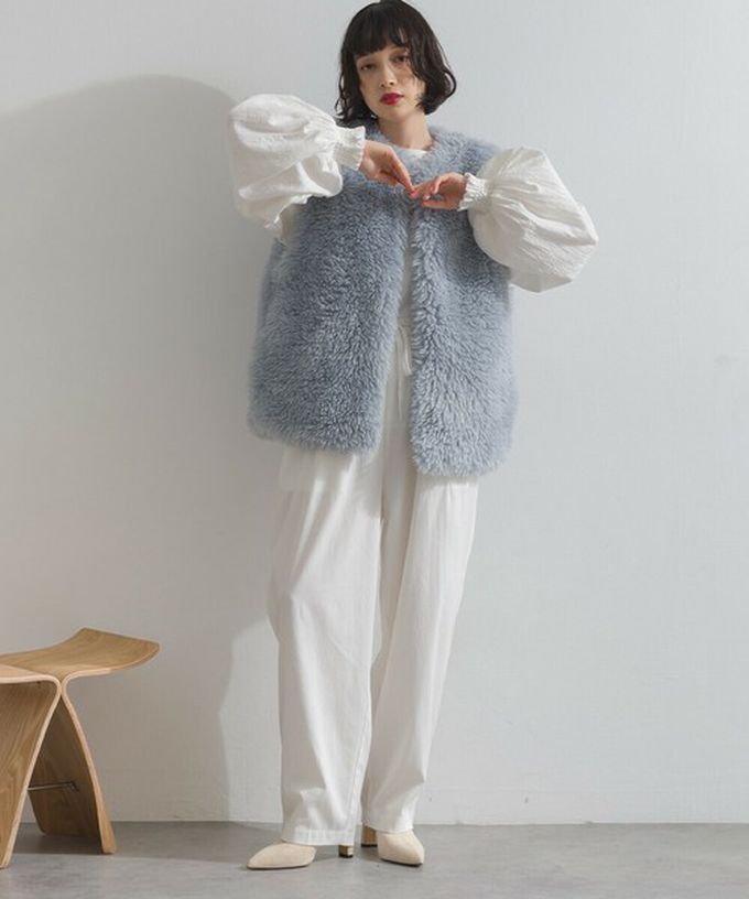 日本 ELENCARE DUE - QQ毛絨時尚搭配長版背心-咖啡灰