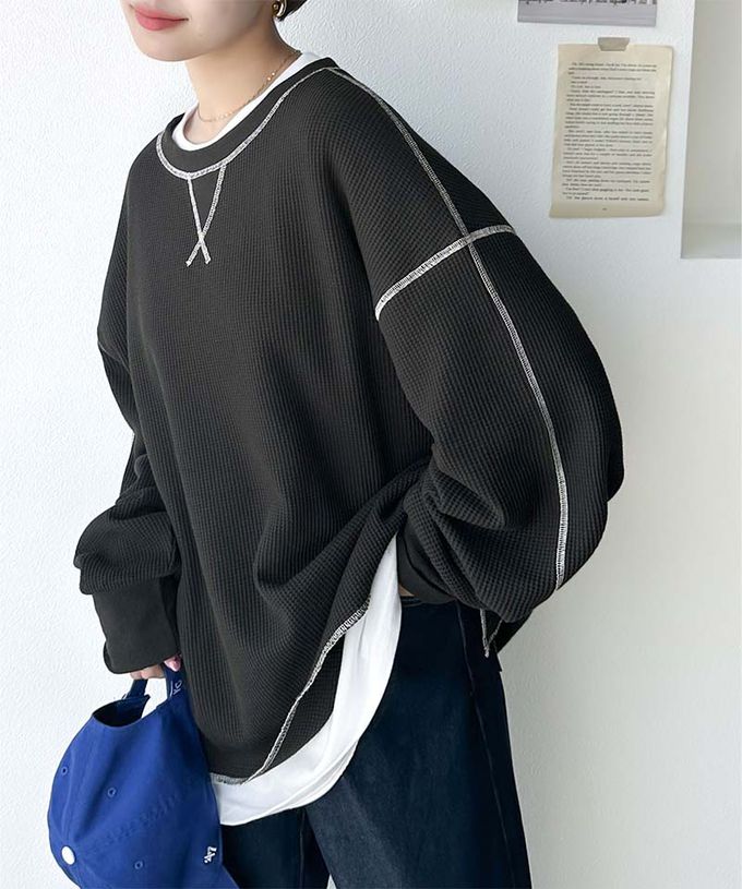 日本 Classical Elf - Java 華夫格車線薄長袖上衣-芥末黃