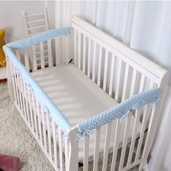 Vanibaby - 豆豆絨嬰兒床防咬布圍(3入組)-藍色