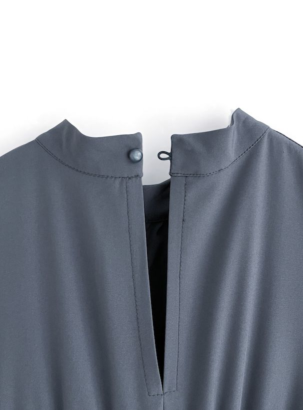 日本 GRL - 燭光晚餐優雅羊腿袖洋裝-深海藍