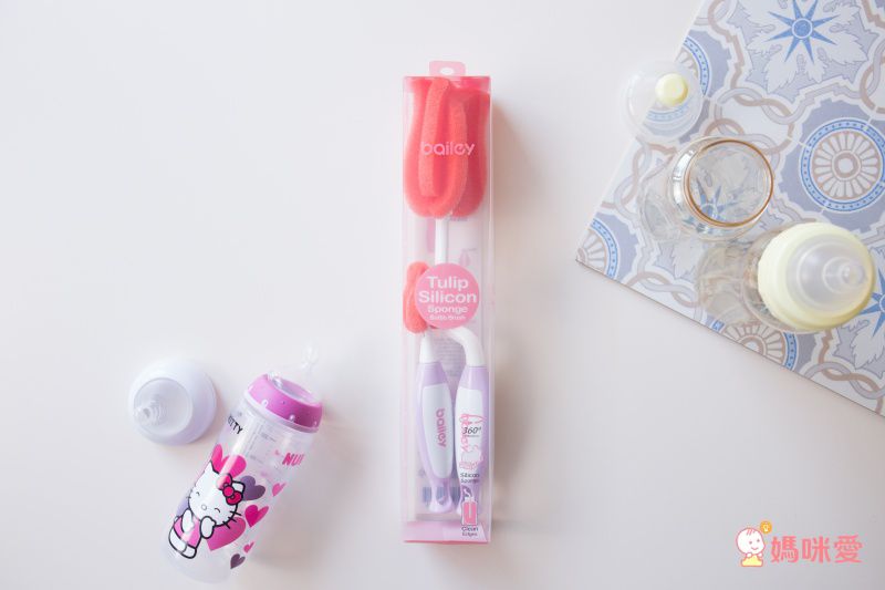 韓國 BAILEY 貝睿 - 鉑金矽膠海綿奶瓶刷-附奶嘴刷