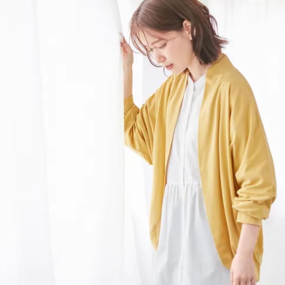 日本 BELLUNA - 防曬 五機能圓弧衣襬開襟外套-黃
