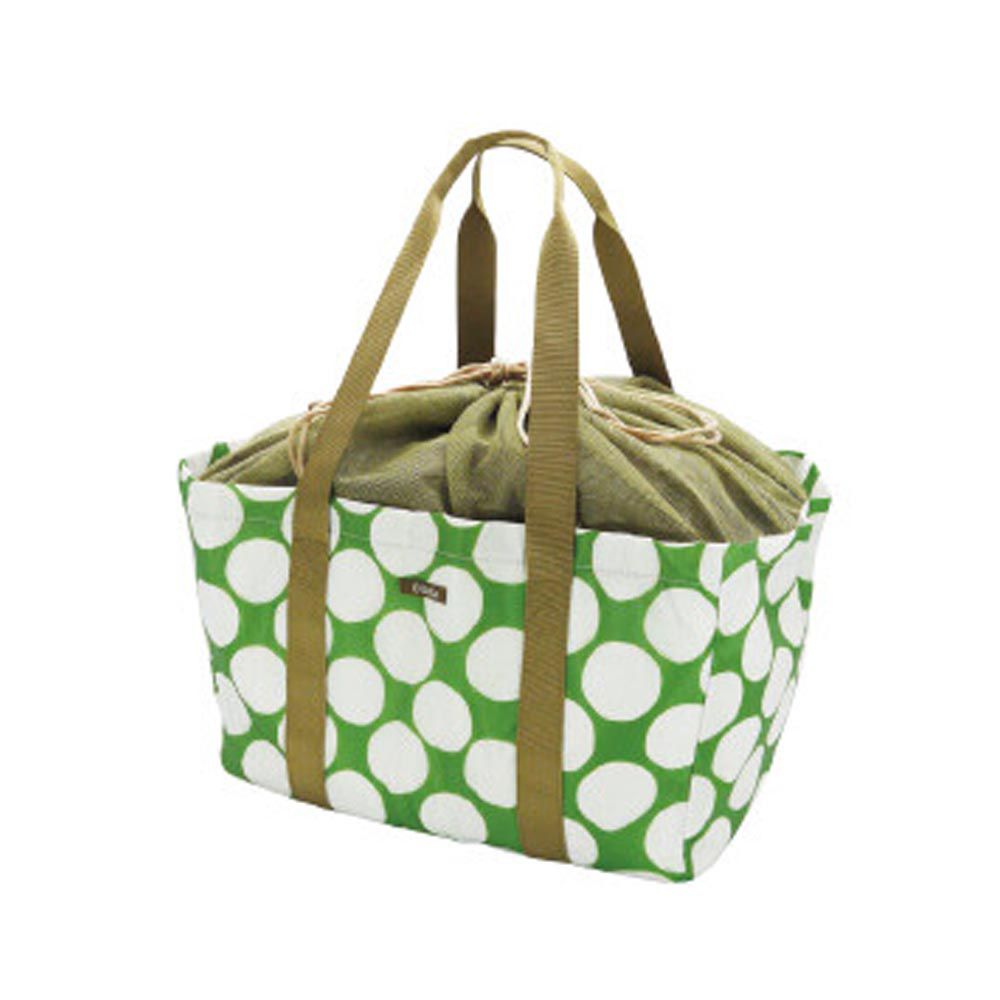 日本現代百貨 - 繽紛野餐 大容量方型保溫保冷袋/購物袋-點點-綠 (42x22x27.5cm)