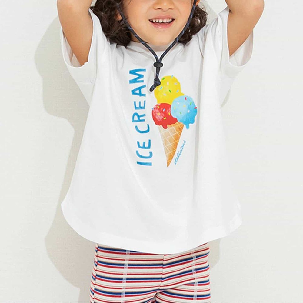 純棉沁涼寬鬆短袖上衣-冰淇淋-白