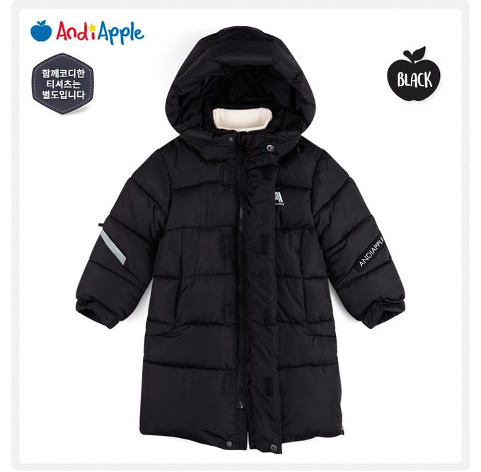 韓國 AndiApple - 蓬鬆科技羽絨連帽連身外套-黑