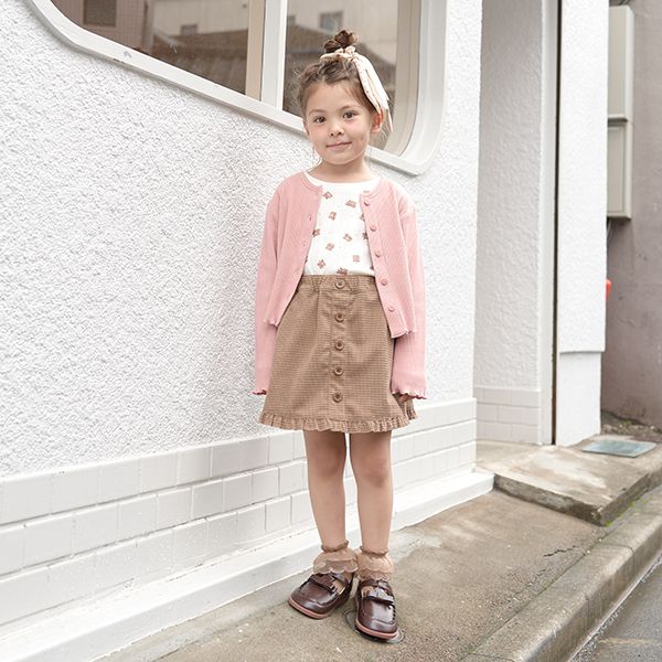 日本 Lycee mine - 下擺波浪百搭鈕扣開襟衫-粉紅