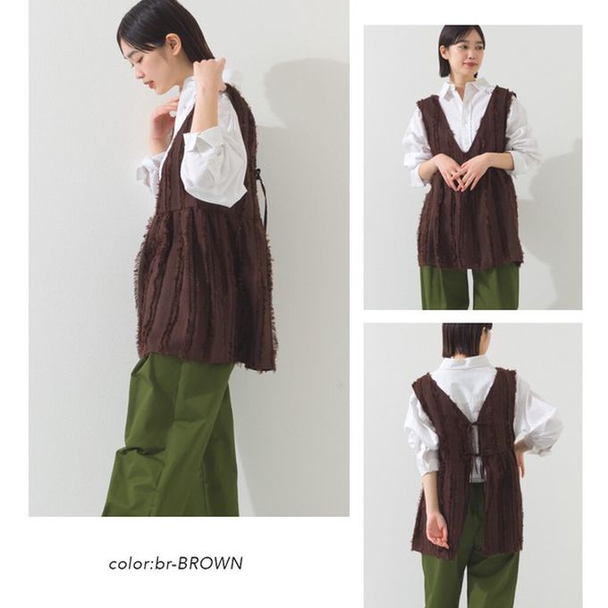 日本 OMNES - 前後2way甜美流蘇造型穿搭背心-黑