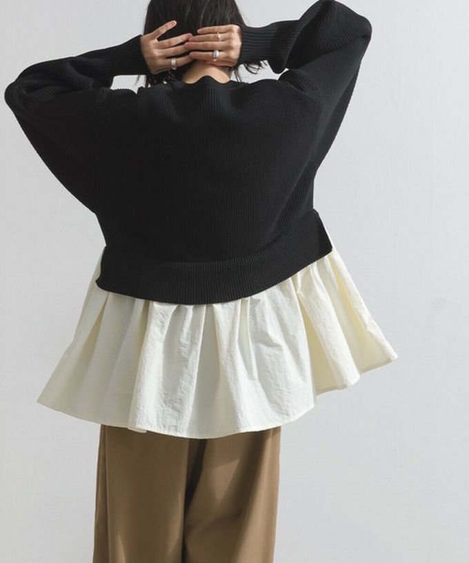 日本 ELENCARE DUE - 羅紋針織美型金扣層次長袖上衣-炭灰