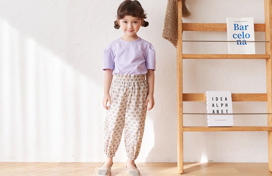 韓國 Bebezoo - 透氣純棉縮褲管防蚊褲-雛菊米