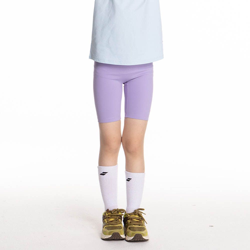 專為兒童設計彈力五分瑜珈褲/鯊魚褲-紫色