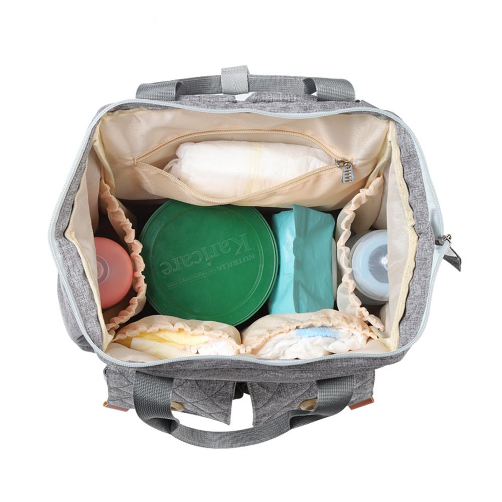 insular - 大開口防潑水雙口袋手提媽媽包-牛仔藍色 (27x17x41cm)