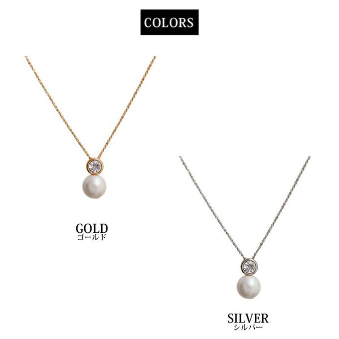 日本 Melody Accessory - 日本製 葫蘆形寶石珍珠疊搭項鍊-銀