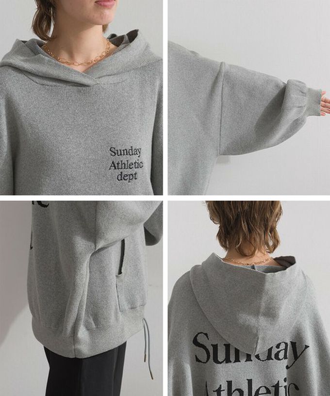 日本 Lupilien - Sunday休閒寬大版型針織帽T-海軍藍