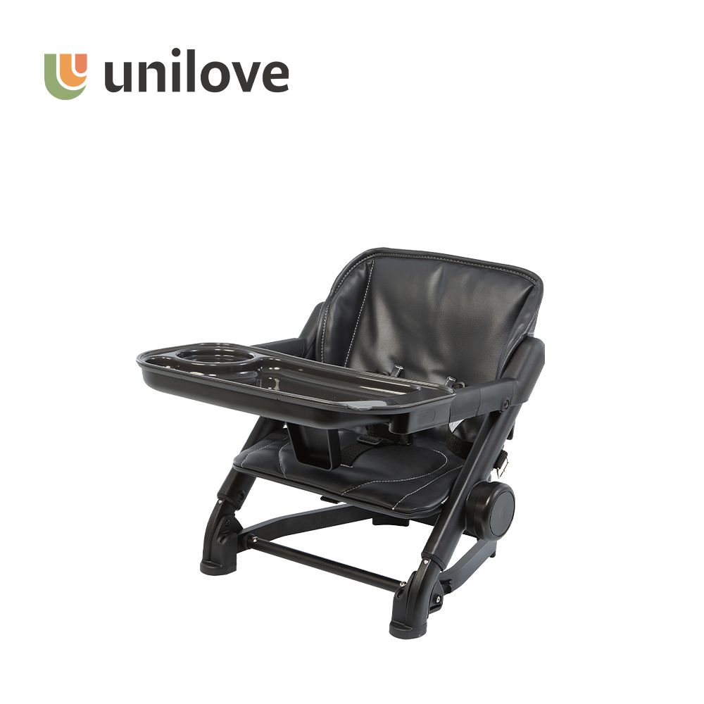 英國 Feed Me攜帶式可升降寶寶餐椅(餐椅+椅墊)+餐椅支撐器-午夜黑