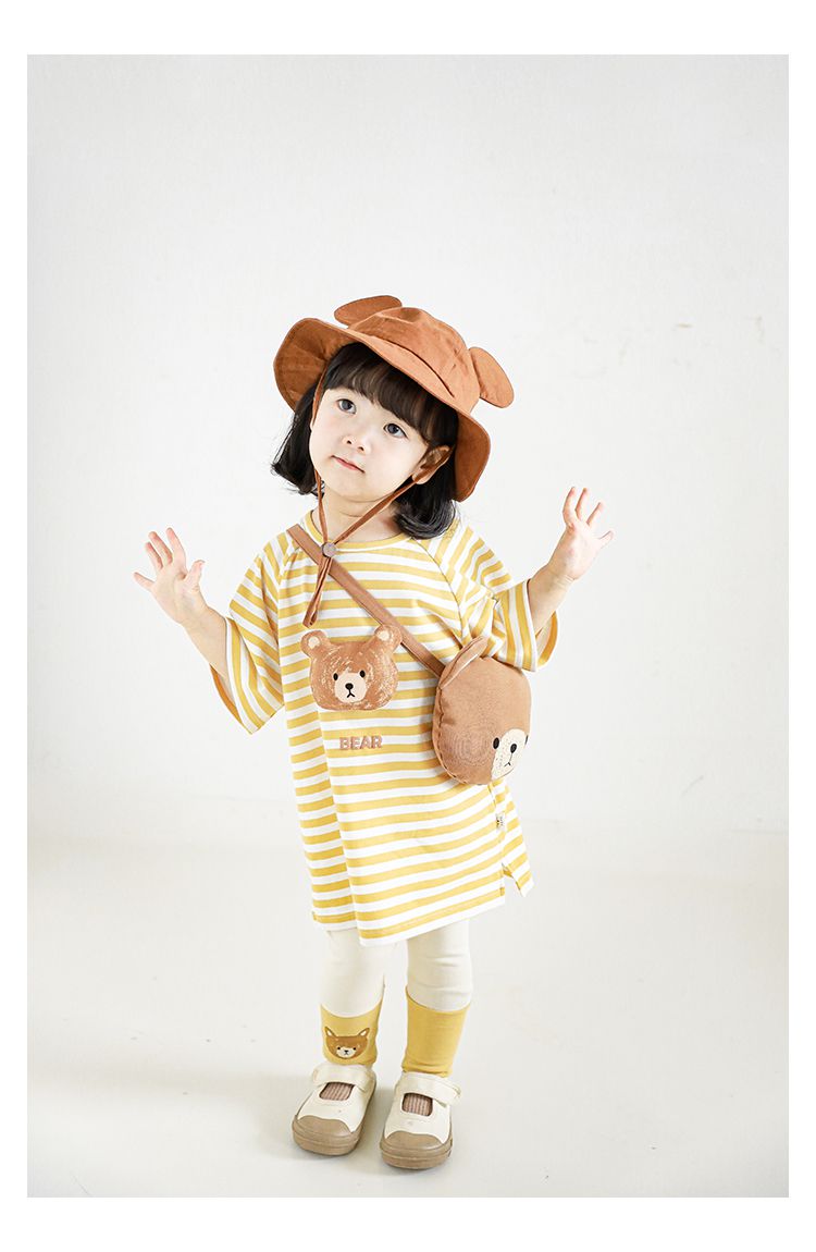 立體條紋休閒短袖上衣-小鴨-粉色