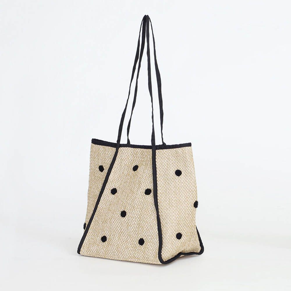 法式圓點纖細大容量肩背包-卡其 (27x33x20cm)