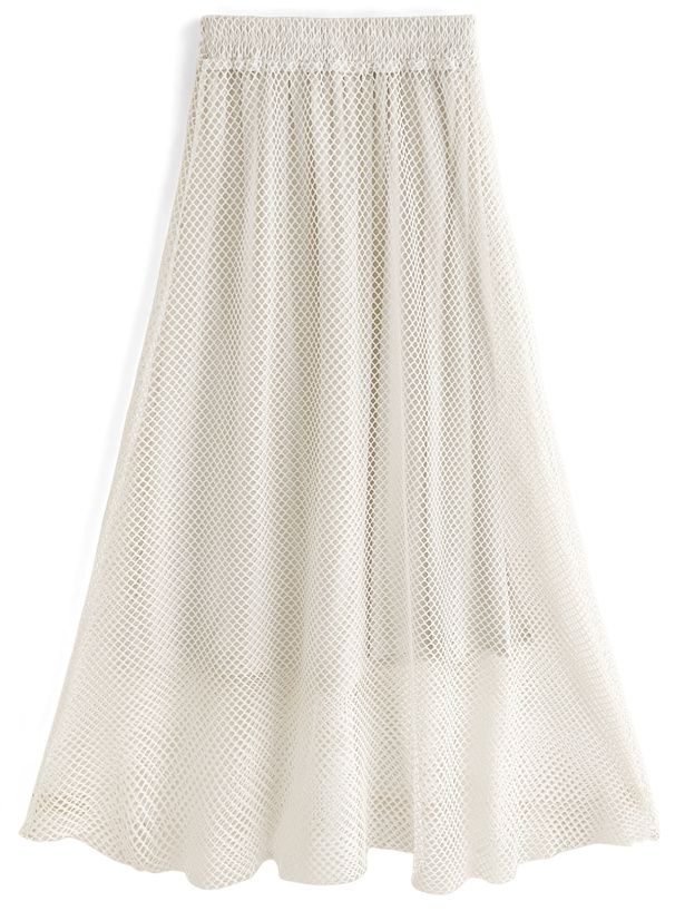 日本 GRL - 酷甜網紗拼接飄逸長裙-米杏 (F)